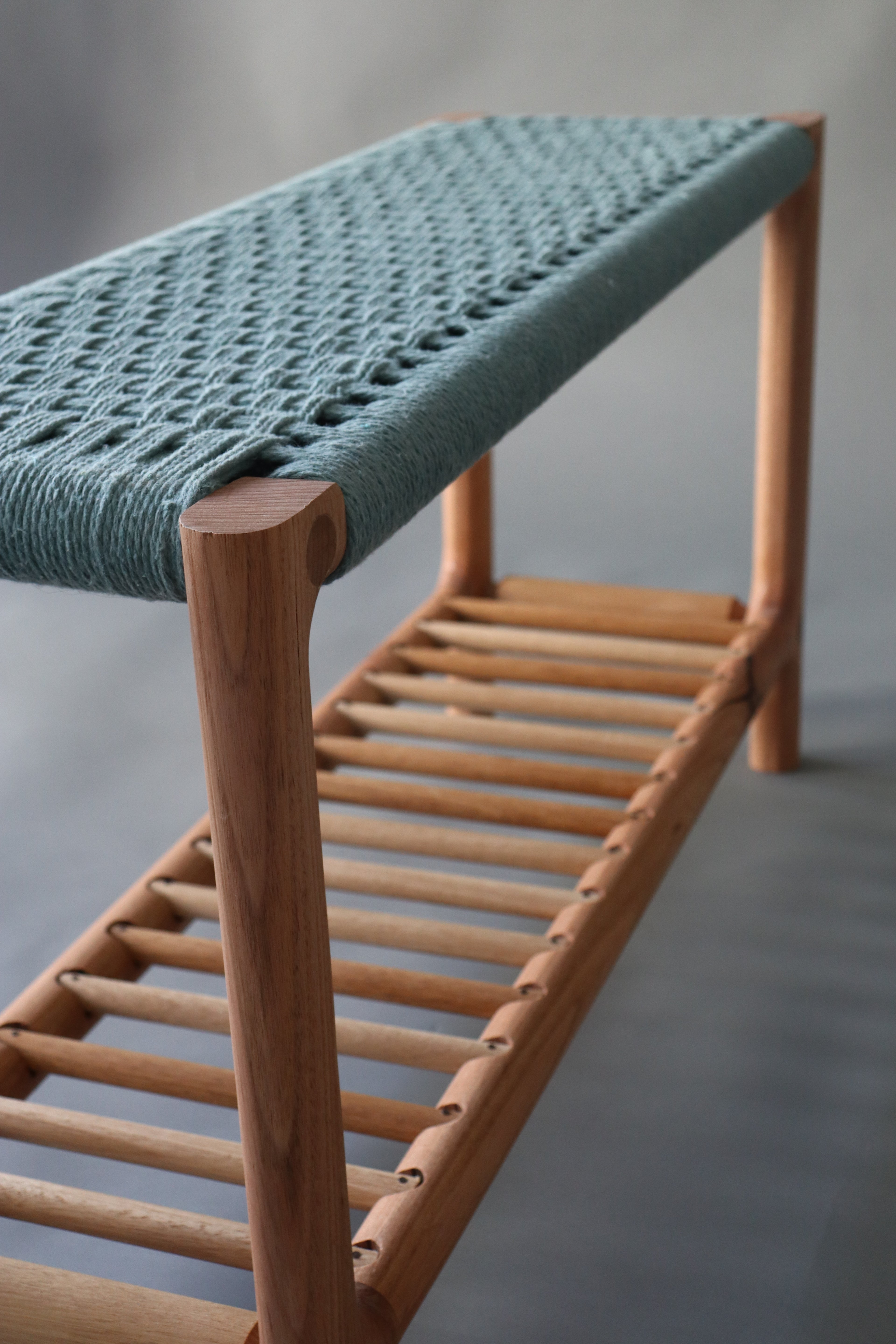 Weaved bench blue