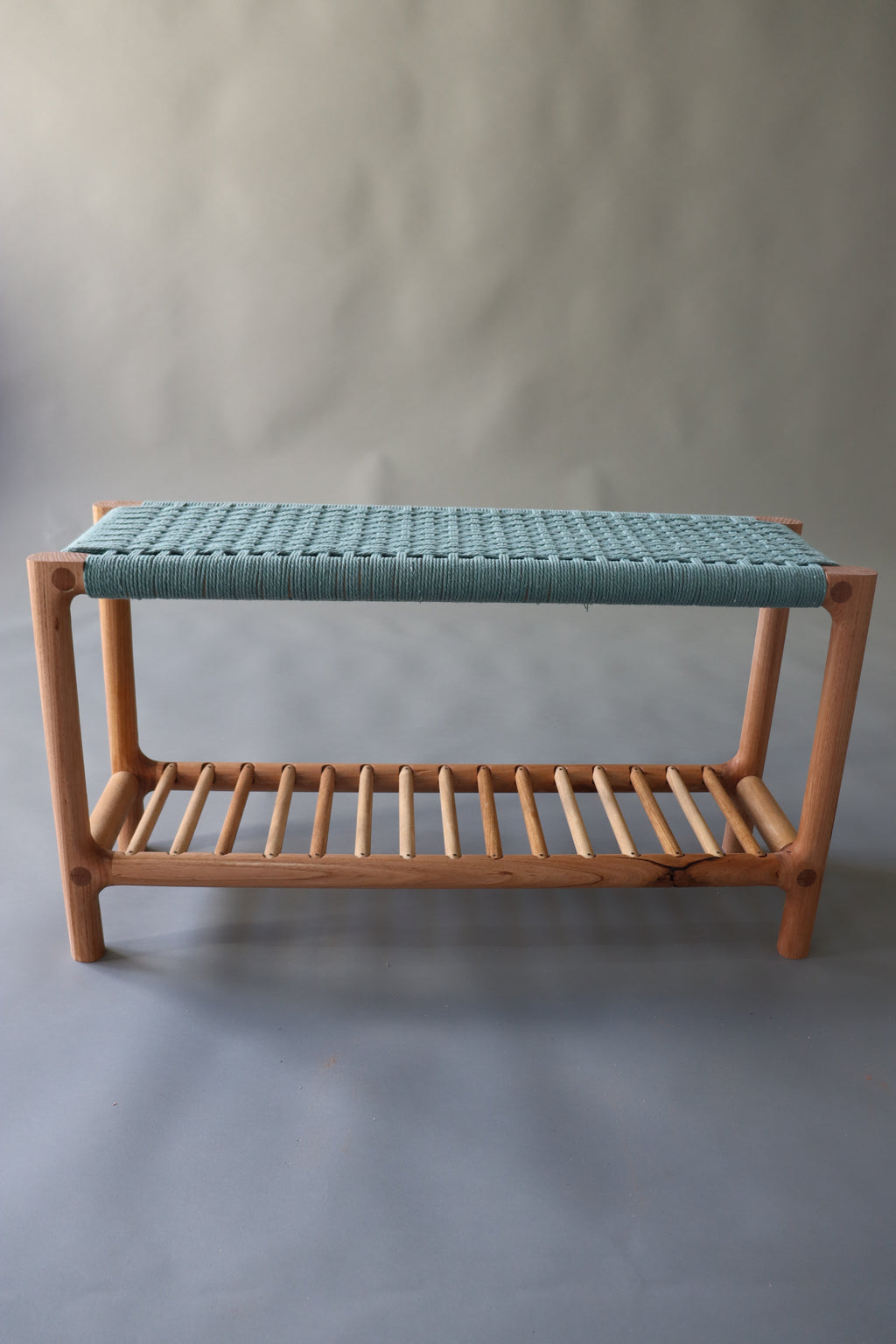 Weaved bench blue