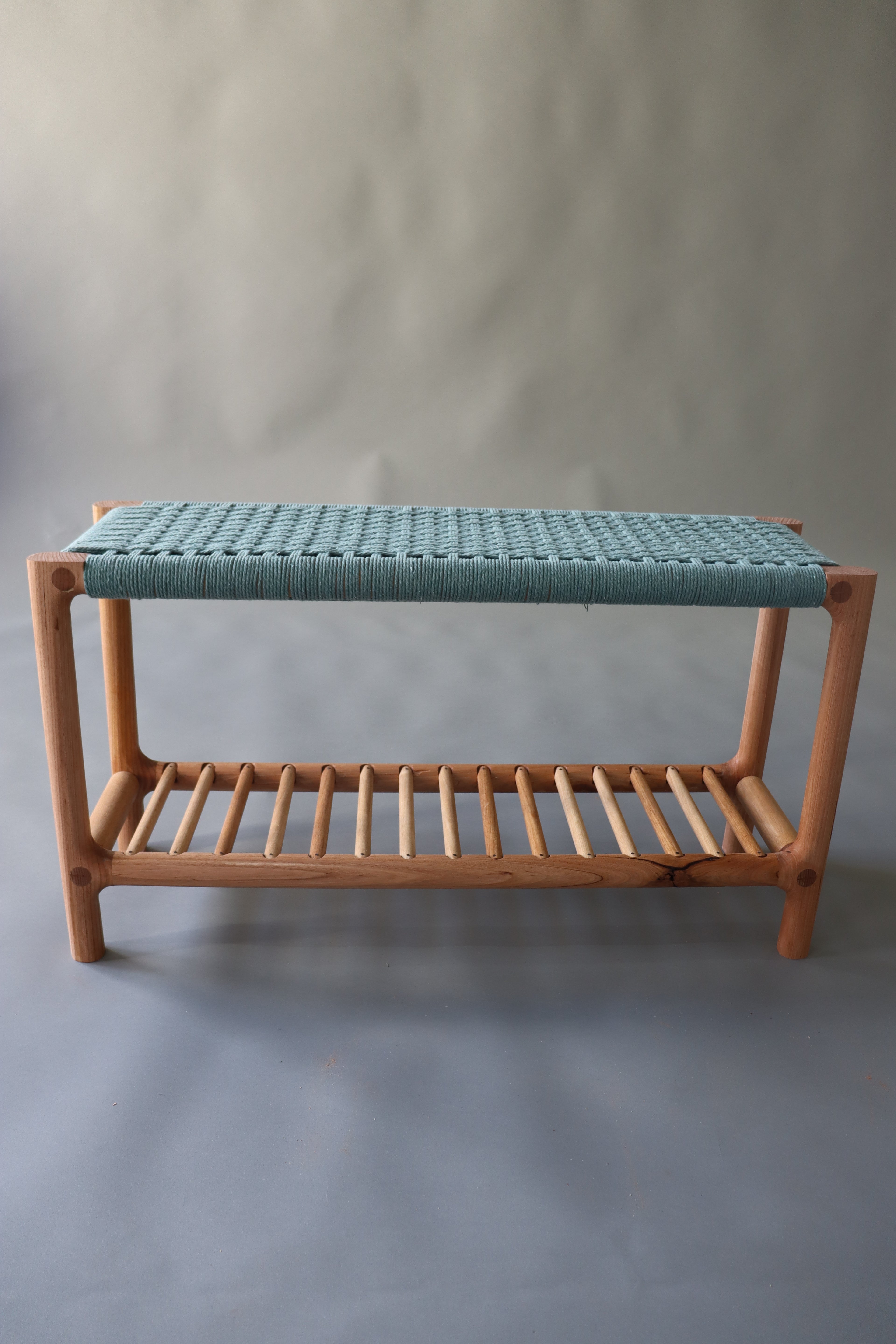 Weaved bench blue