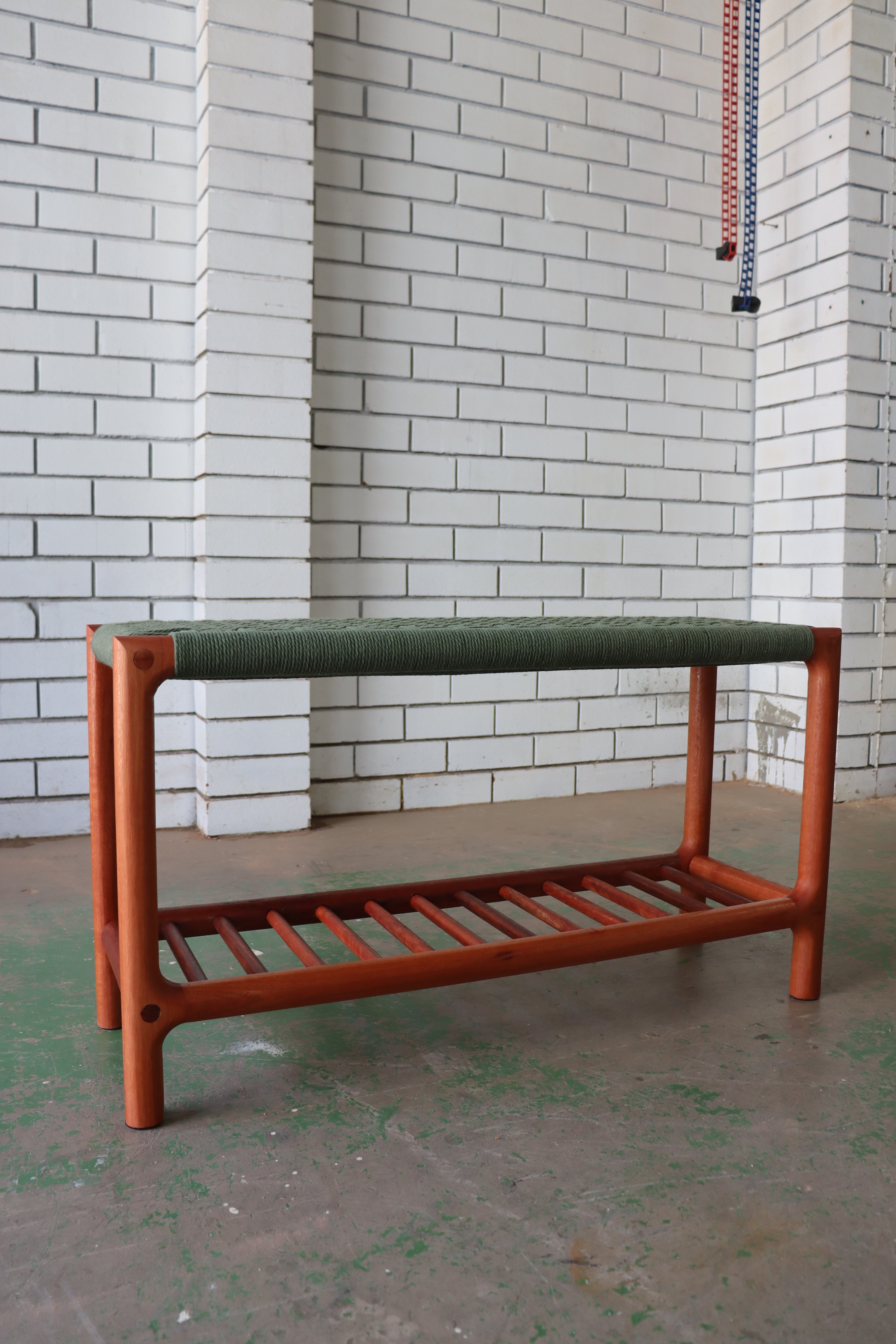 weaved bench green