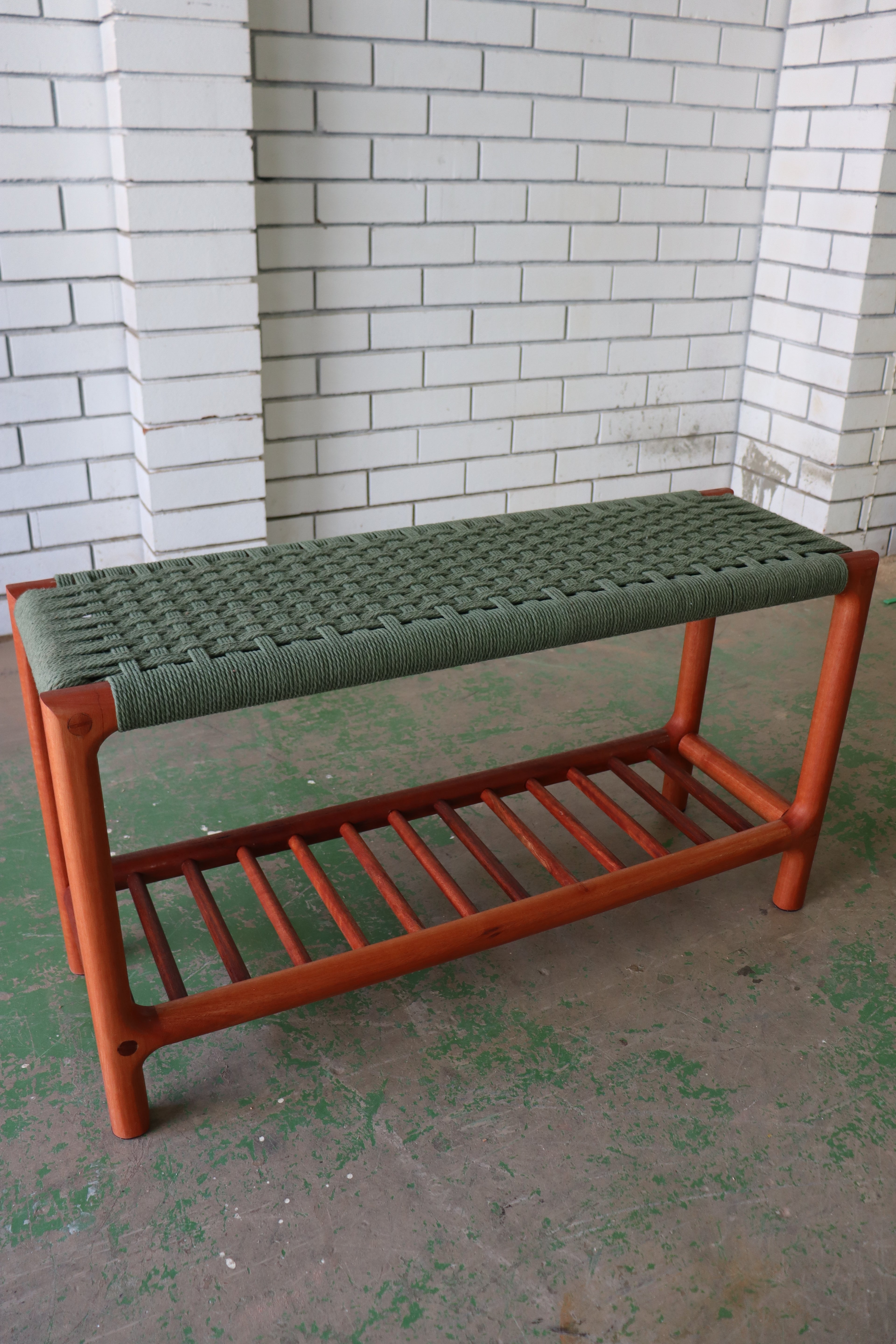 weaved bench green