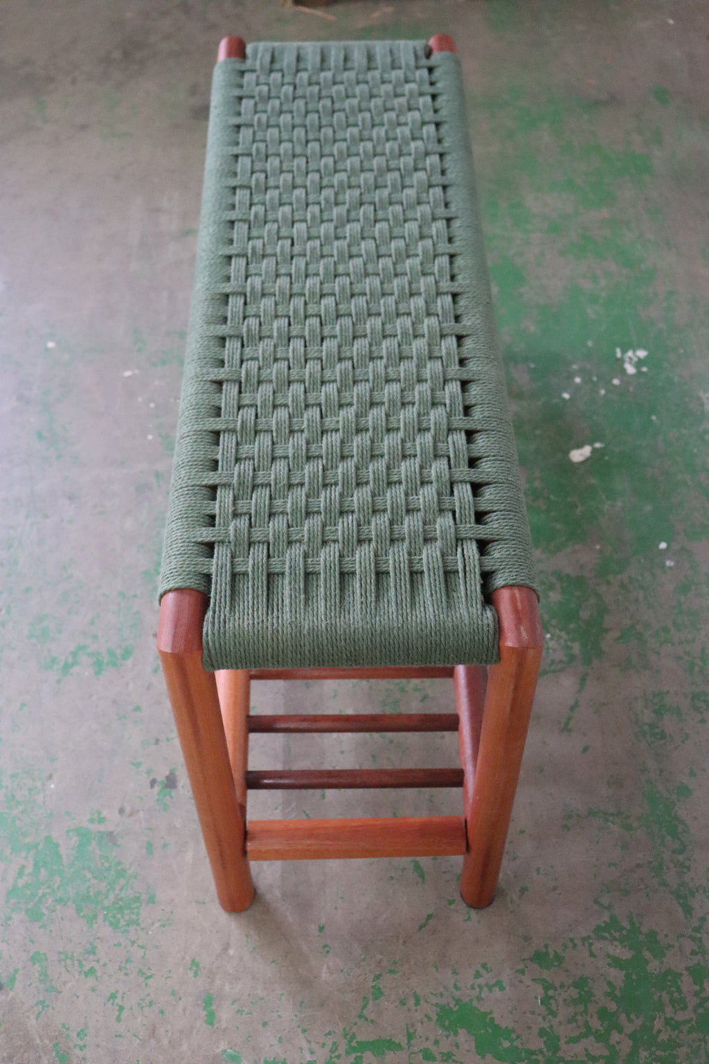 weaved bench green